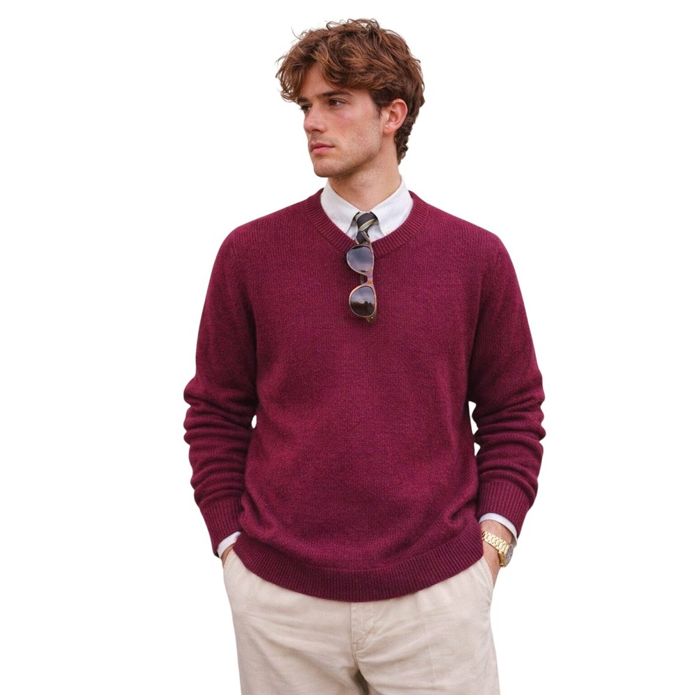 L.L. BEAN VTG 100% Wool Crewneck Sweater‎ Burgundy USA Made heritage XL